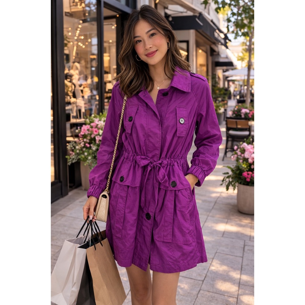 NWT: Armani Exchange Women's XS‎ Purple Trench Coat (M526)